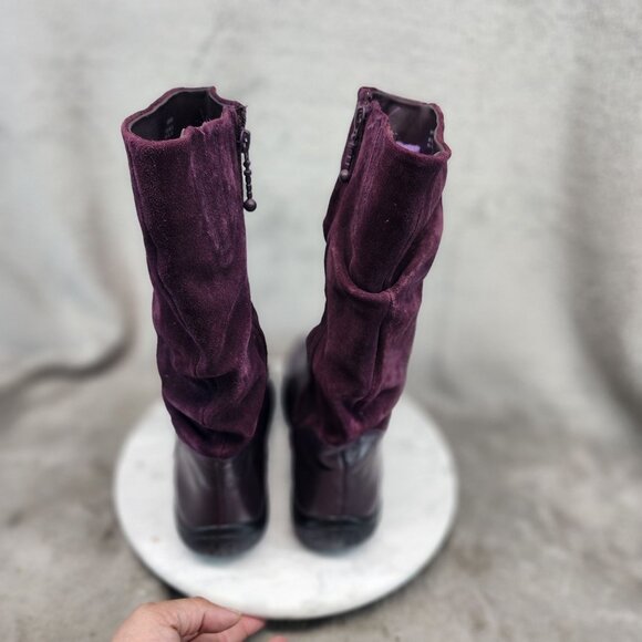 Hotter Shoes Womens Size 8.5 Mystery Purple Suede Zip Mid-Calf Boots *GUC* - Picture 6 of 16